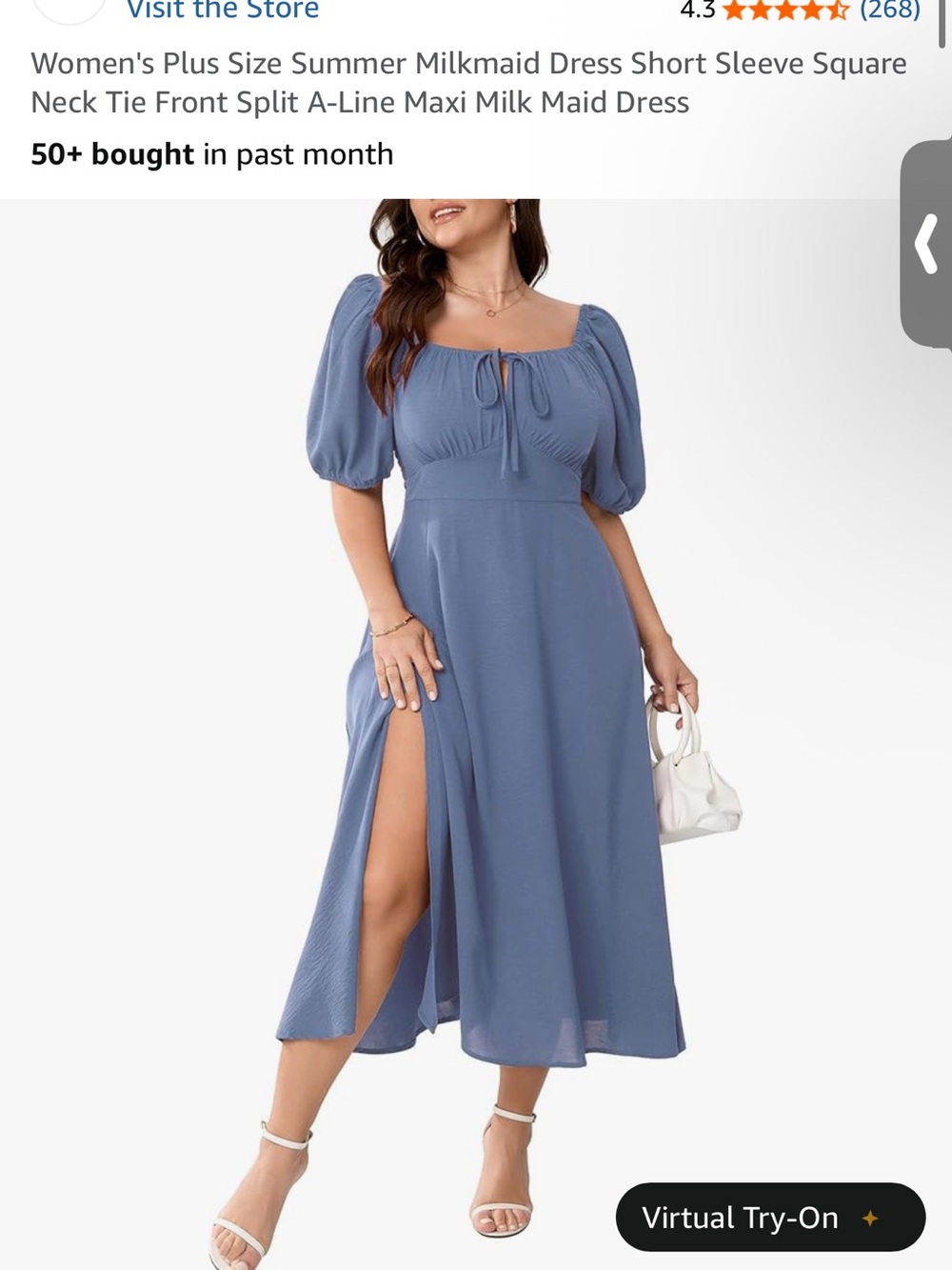 Square-Neck Puff Sleeve Maxi Dress in Dusty Blue